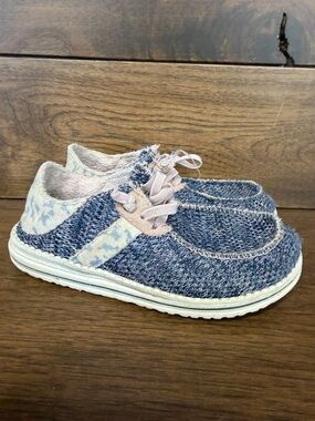 Kids Blue Knit Lace-Up Casual Shoes
